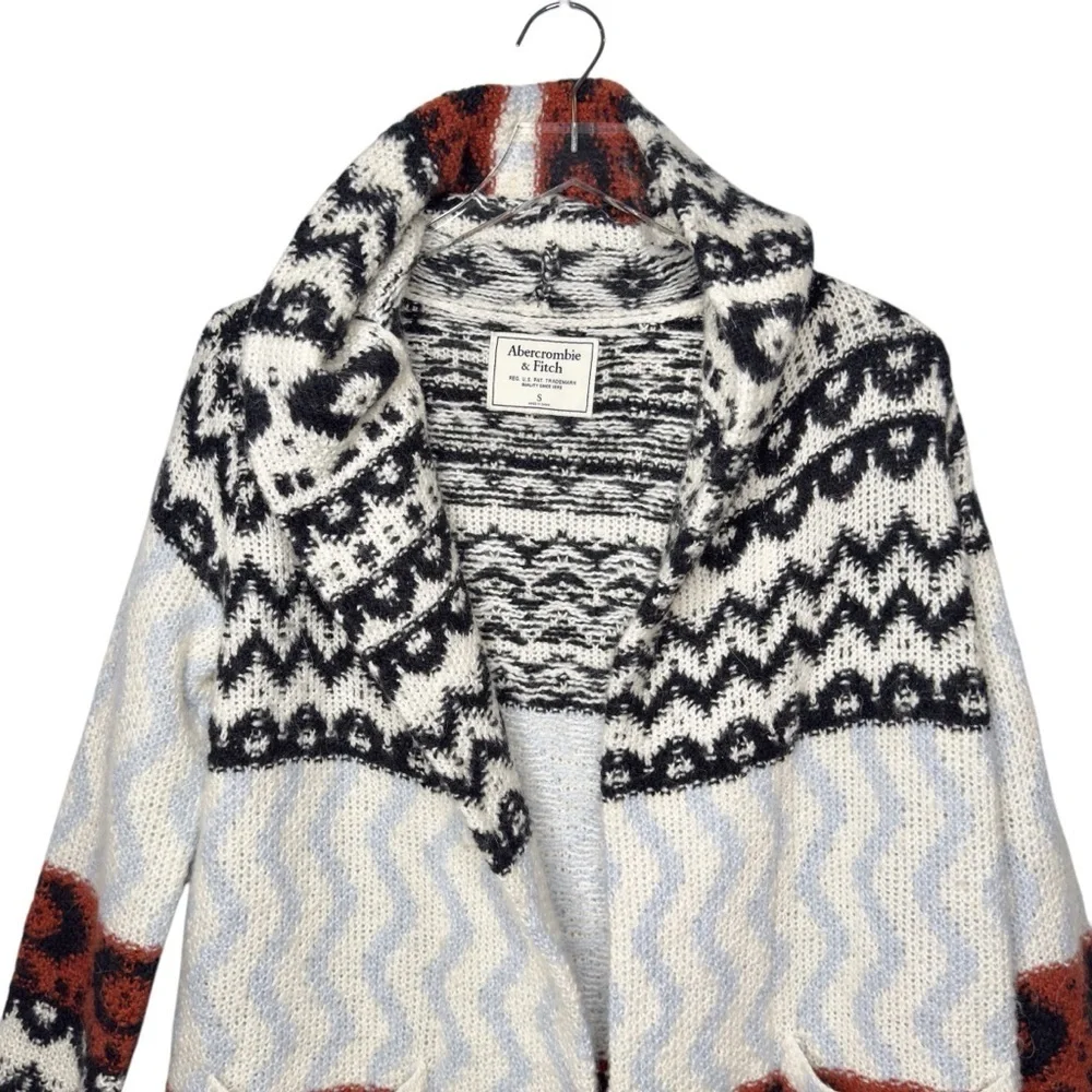 Abercrombie Alpaca Blend Southwest Hooded Cardigan Cozy Cabin Sweater Sz Small